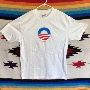Y2K Obama 2008 Presidential Campaign T-Shirt Blue & Red Logo - Made in USA